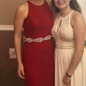 Long red prom dress
